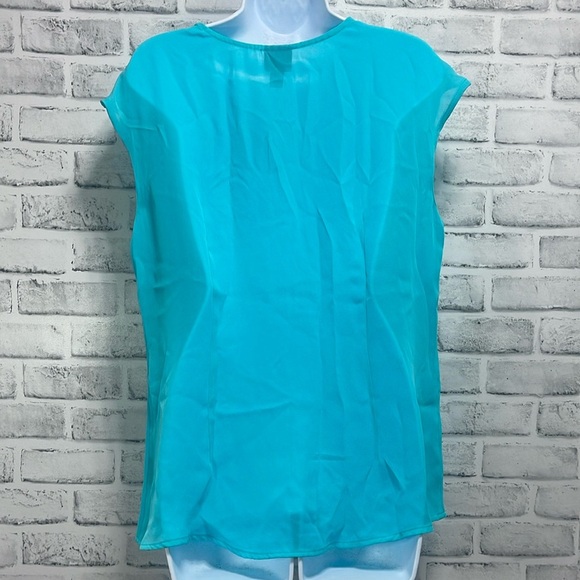 Worthington Sheer Button Up Sleeveless Blouse NWT Large - Picture 4 of 8